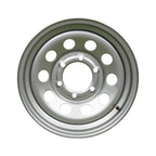 15" x 6" - 6 Lug Silver Mod Solid Steel Trailer Wheel - 6 x 5.5" Single