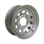 15" x 6" - 6 Lug Silver Mod Solid Steel Trailer Wheel - 6 x 5.5" Single
