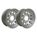 15" x 6" - 6 Lug Silver Mod Solid Steel Trailer Wheel - 6 x 5.5" Single
