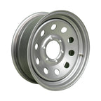16" x 6" - 6 Lug Silver Mod Solid Steel Trailer Wheel - 6 x 5.5" Single