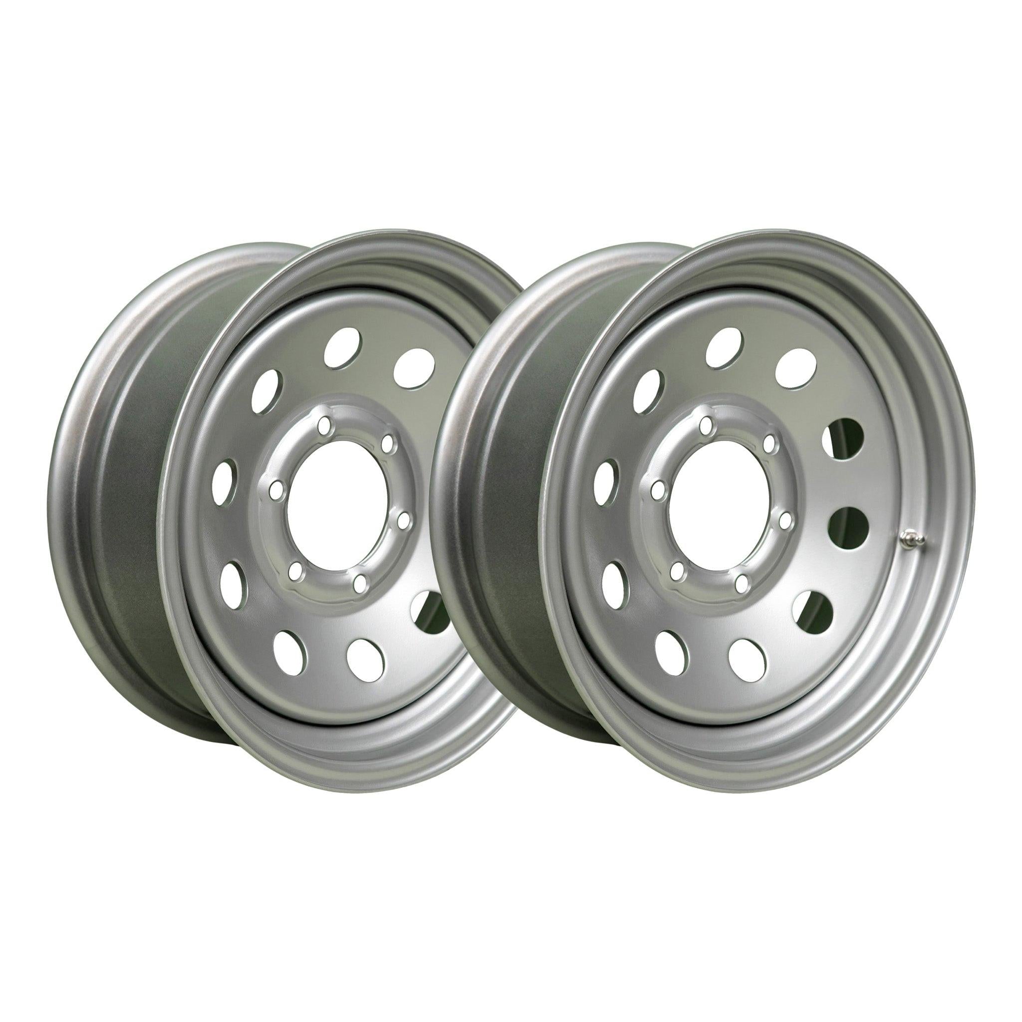 16" x 6" - 6 Lug Silver Mod Solid Steel Trailer Wheel - 6 x 5.5" Single