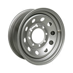 16" x 6" - 8 Lug Silver Mod Solid Steel Trailer Wheel - 8 x 6.5" Single