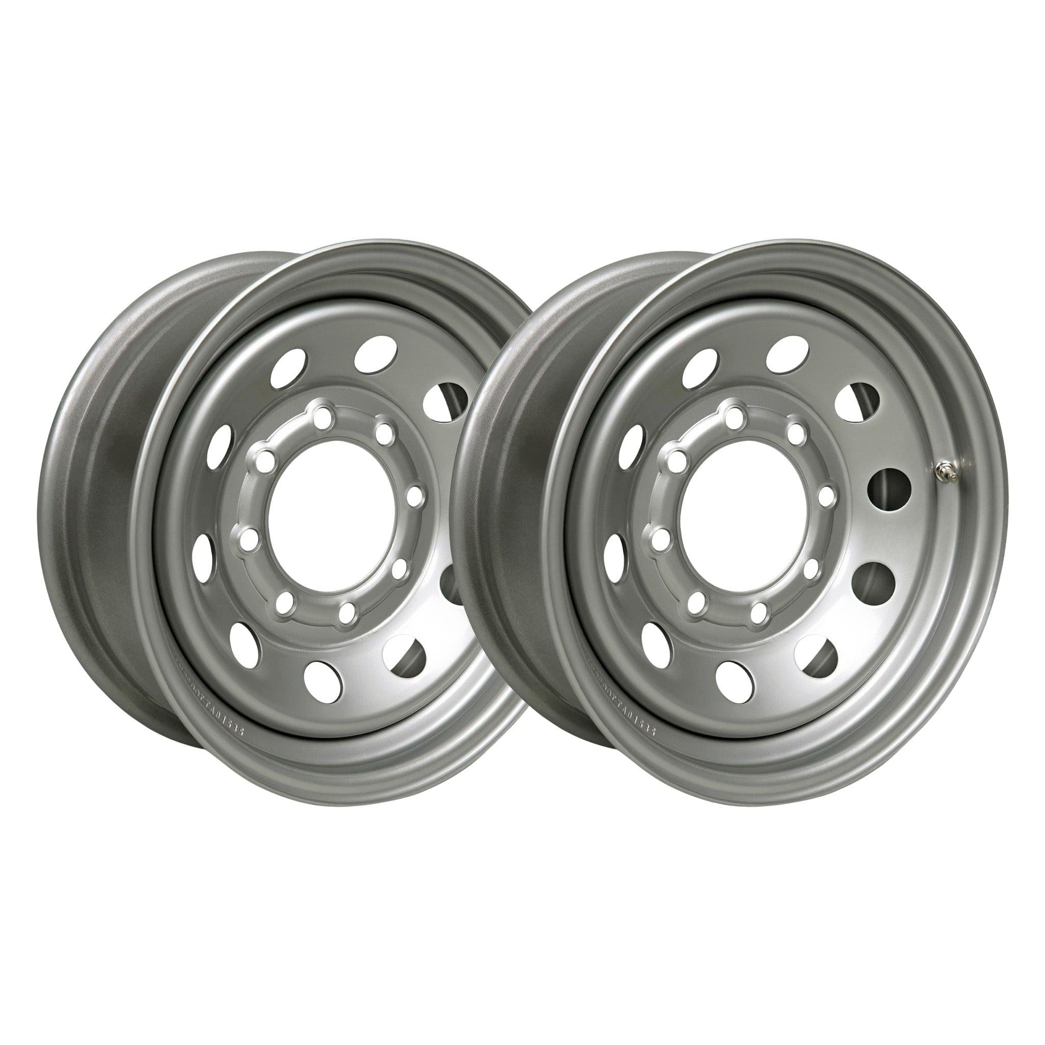 16" x 6" - 8 Lug Silver Mod Solid Steel Trailer Wheel - 8 x 6.5" Single