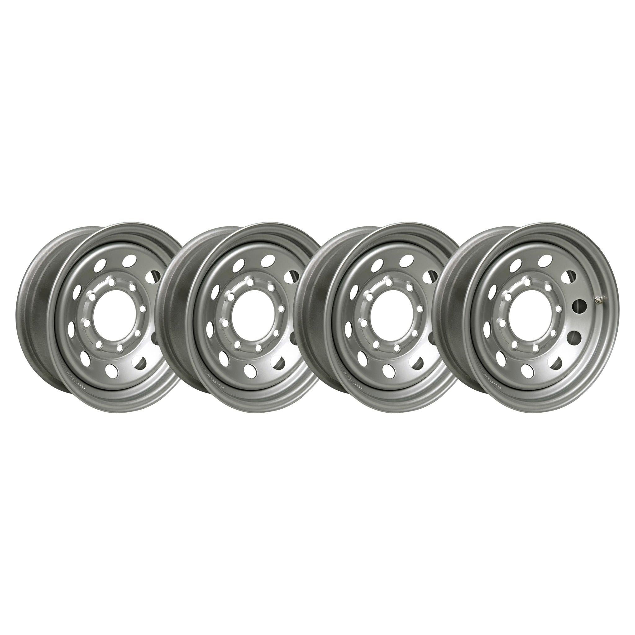 16" x 6" - 8 Lug Silver Mod Solid Steel Trailer Wheel - 8 x 6.5" Single