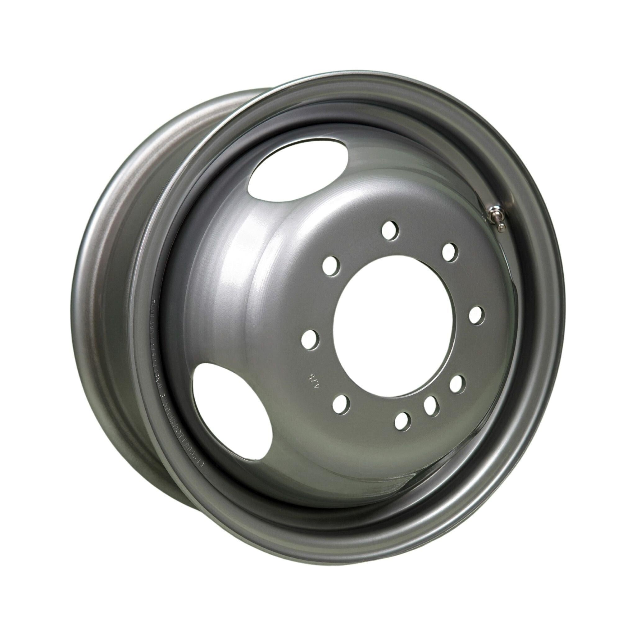 16" x 6" - Silver Mod Solid Steel Dual Trailer Wheel - 8 x 6.5" - 4.75" Pilot