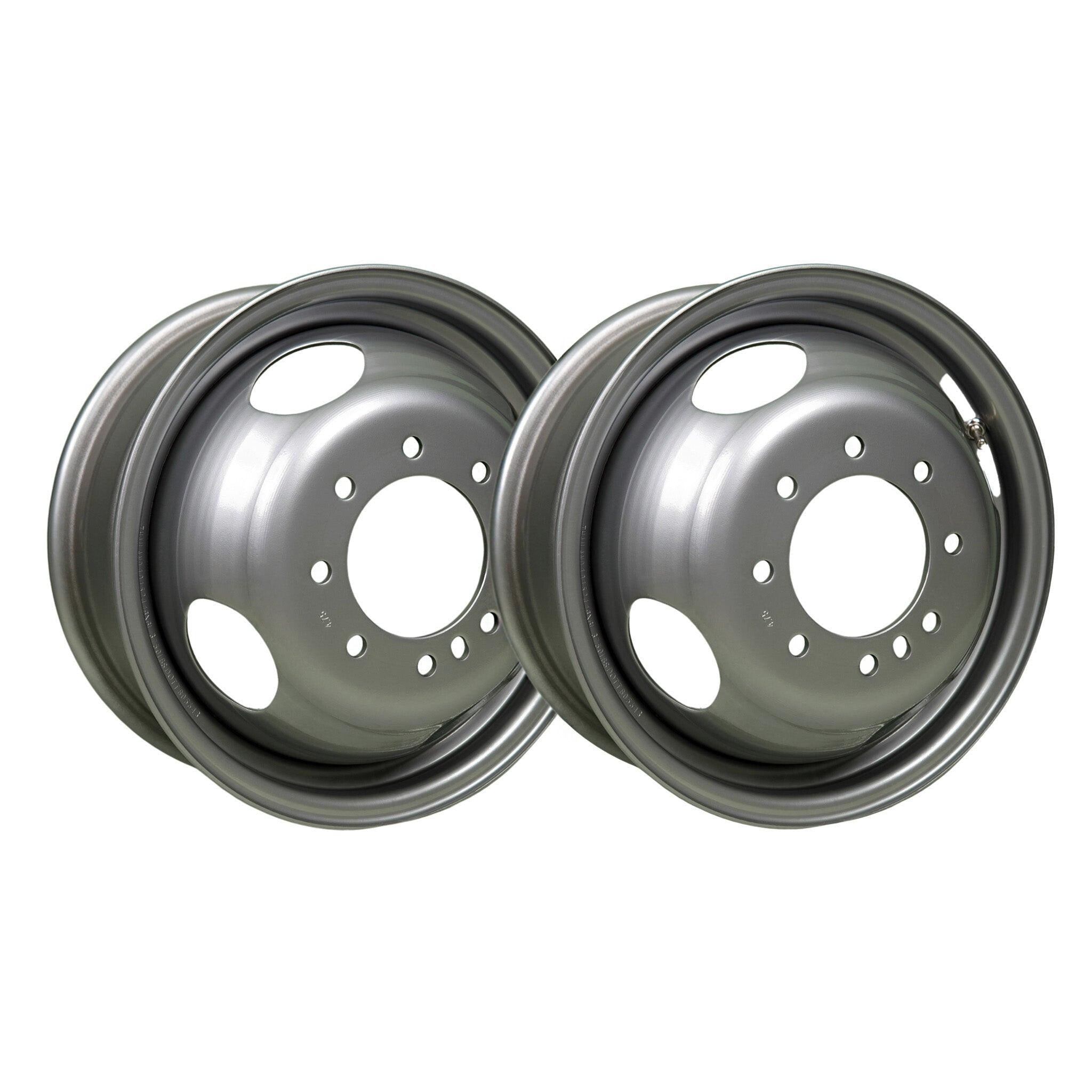 16" x 6" - Silver Mod Solid Steel Dual Trailer Wheel - 8 x 6.5" - 4.75" Pilot