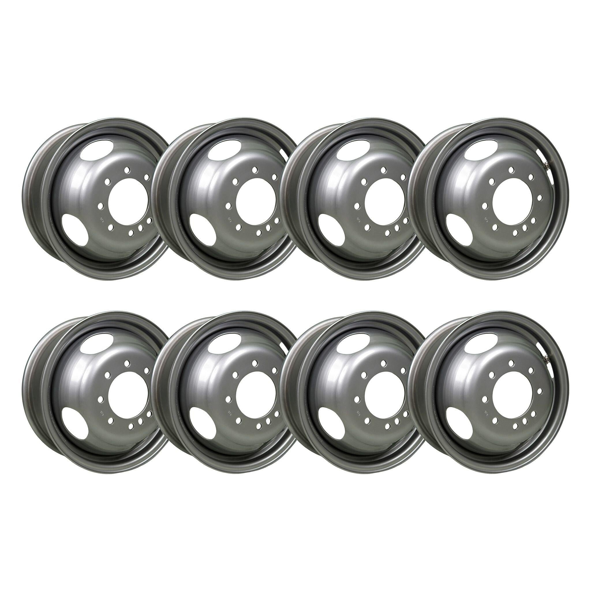 16" x 6" - Silver Mod Solid Steel Dual Trailer Wheel - 8 x 6.5" - 4.75" Pilot