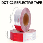 2Rolls DOT-C2 Waterproof Reflective Tape - 2 Inch Red and White High Strength Adhesive Safety Tape, Suitable for Vehicles, Trailers, Boats, Signs - PET Material, Compatible with Wood/Metal/Plastic, Suitable for Indoor and Outdoor Use, Skateboards