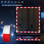 2Rolls DOT-C2 Waterproof Reflective Tape - 2 Inch Red and White High Strength Adhesive Safety Tape, Suitable for Vehicles, Trailers, Boats, Signs - PET Material, Compatible with Wood/Metal/Plastic, Suitable for Indoor and Outdoor Use, Skateboards