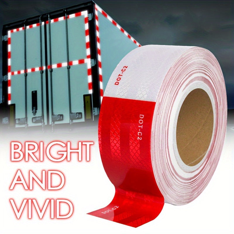 2Rolls DOT-C2 Waterproof Reflective Tape - 2 Inch Red and White High Strength Adhesive Safety Tape, Suitable for Vehicles, Trailers, Boats, Signs - PET Material, Compatible with Wood/Metal/Plastic, Suitable for Indoor and Outdoor Use, Skateboards
