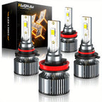 for Dodge Ram 1500 2500 3500 (Year: 2009 - 2023) LED Headlight High&Low Beam Bulbs Combo Kit 9005/ HB3+H11, 6000K Pure White Ultra Bright, Headlamp Bulb with Cooling Fan, Plug and Play, Easy Installation, Pack of 4