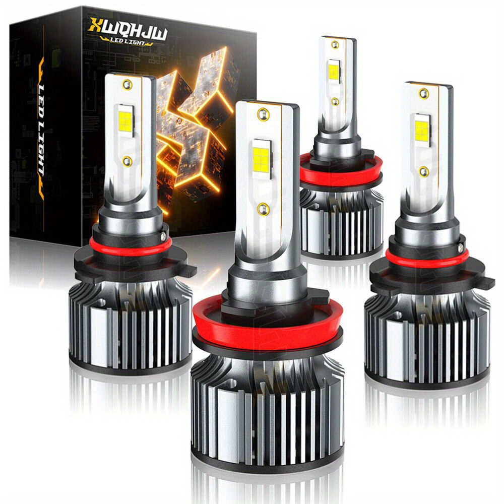 for Dodge Ram 1500 2500 3500 (Year: 2009 - 2023) LED Headlight High&Low Beam Bulbs Combo Kit 9005/ HB3+H11, 6000K Pure White Ultra Bright, Headlamp Bulb with Cooling Fan, Plug and Play, Easy Installation, Pack of 4