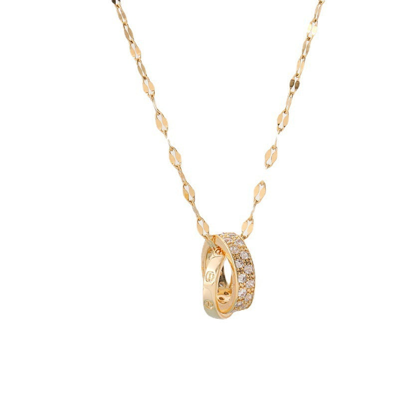 Double Ring Titanium Steel Necklace