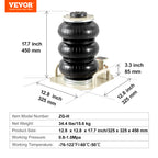 VEVOR Air Jack, 3 Ton/6600 lbs Triple Bag Air Jack, Air Bag Jack Lift Up to 450 mm, 3-5S Fast Lifting Pneumatic Jack, with Side Handles for Cars, Garages, Repair (Beige)