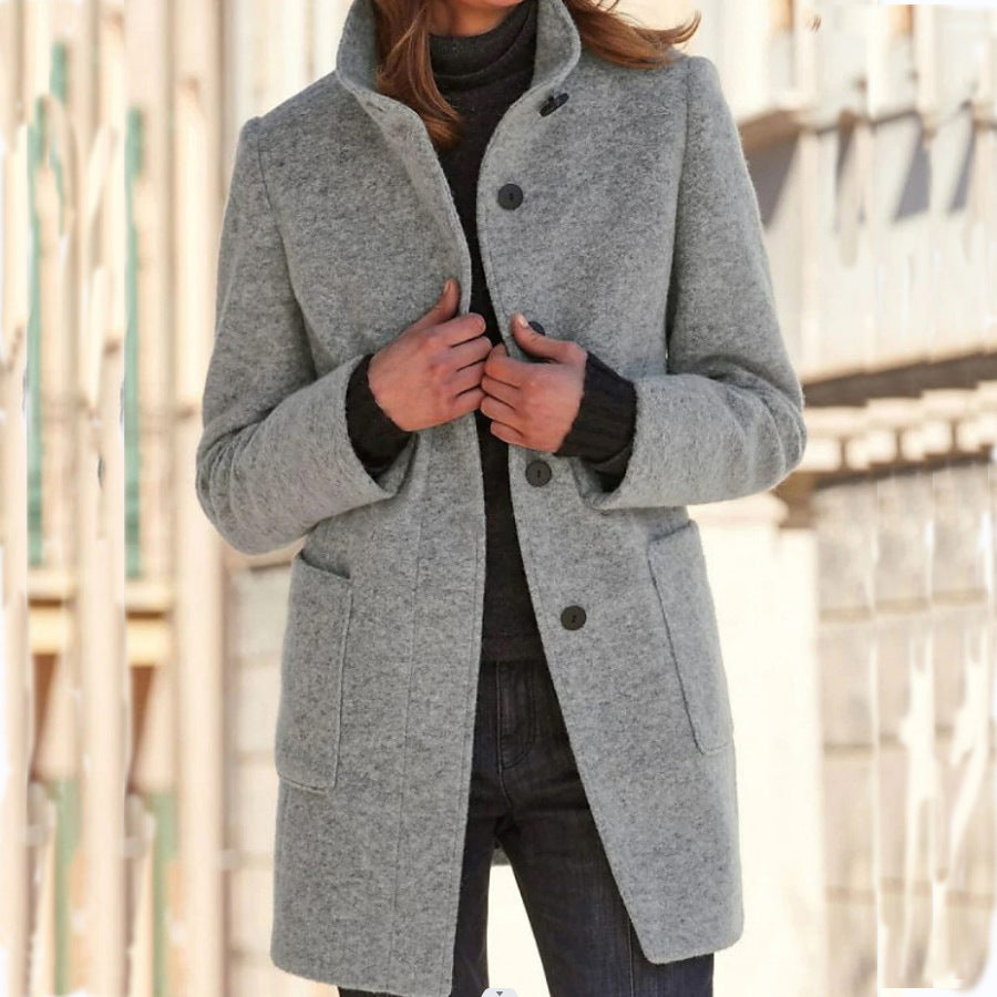 Fashion Stand Collar Woolen
