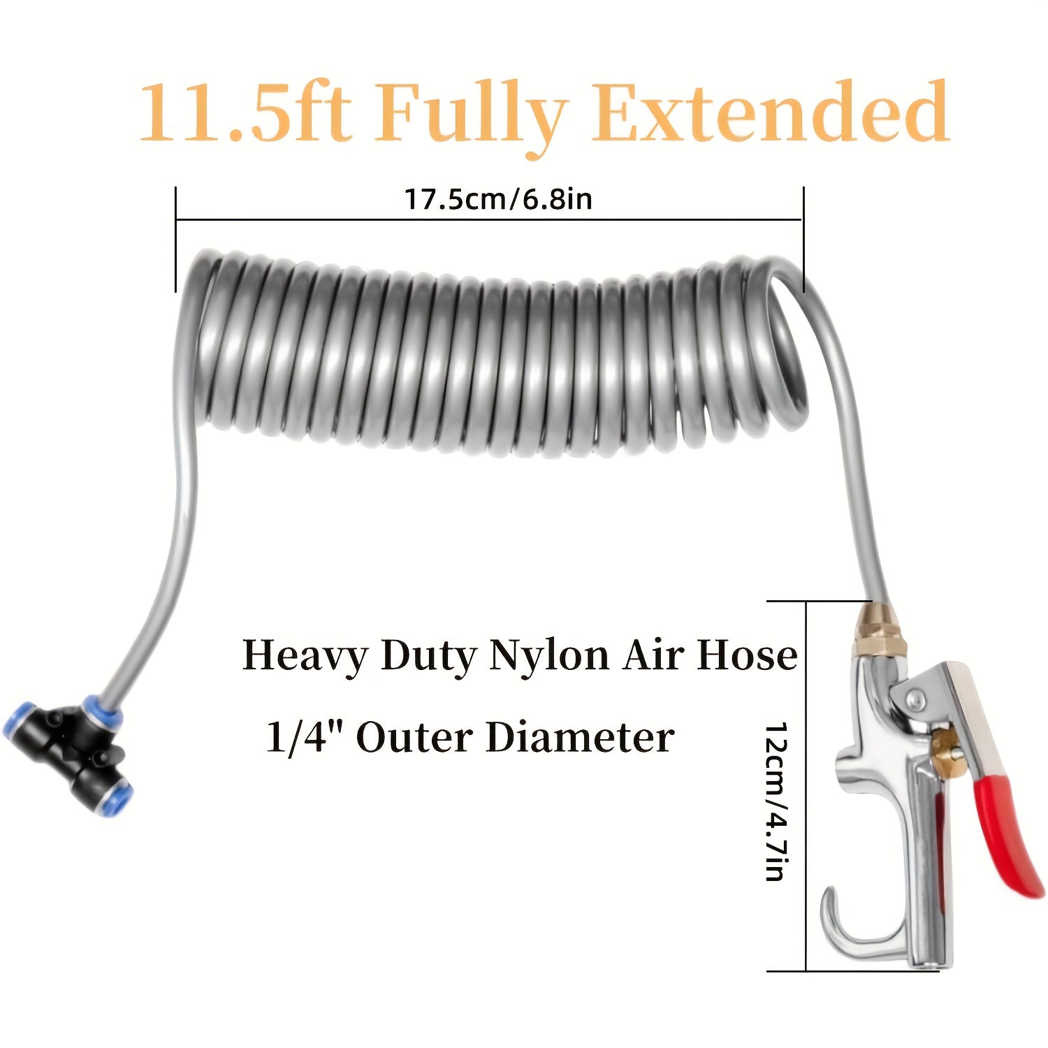 Heavy-Duty Truck Air Dust Blower Gun, Equipped with an 11.5-Foot Coil, Allows for Quick Cleaning of The Truck Cabin