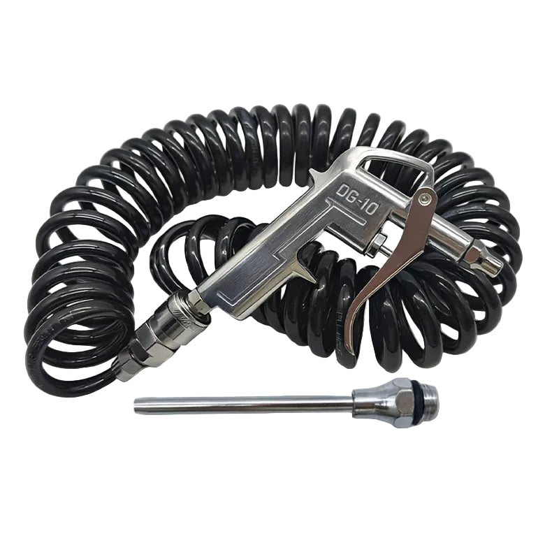 Jungong DG-10 Air Blow Gun Kit with 5M PU Coiled Air Hose, 1/4" NPT Quick Connect Air Duster Gun with Extended Nozzle, Heavy-Duty Pneumatic Blow Gun Set for Car Cleaning, Workshop Dust Removal And Industrial Usage