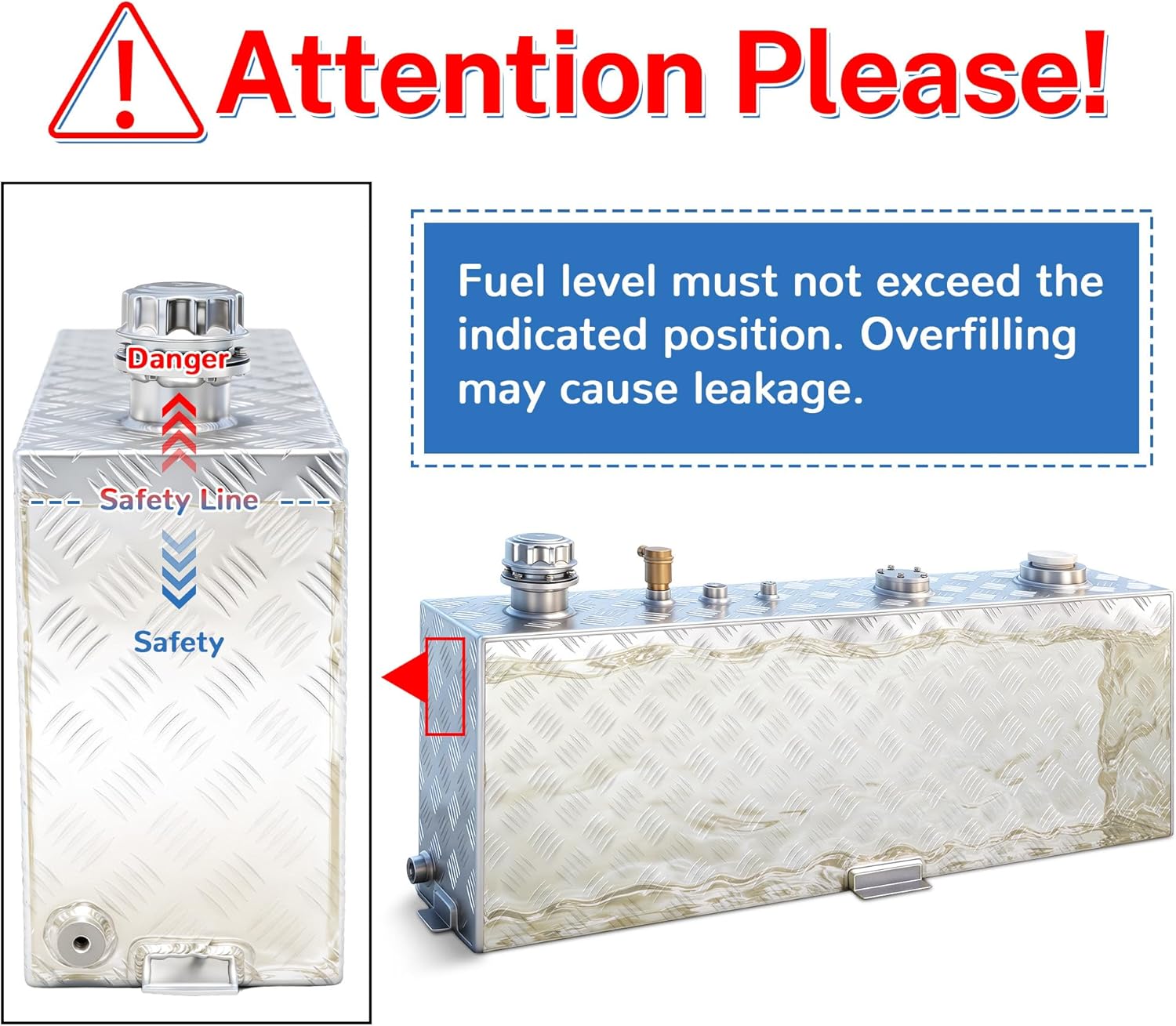 45 Gallon Rectangular Auxiliary Fuel Tank, Upright Hydraulic Reservoir Tank