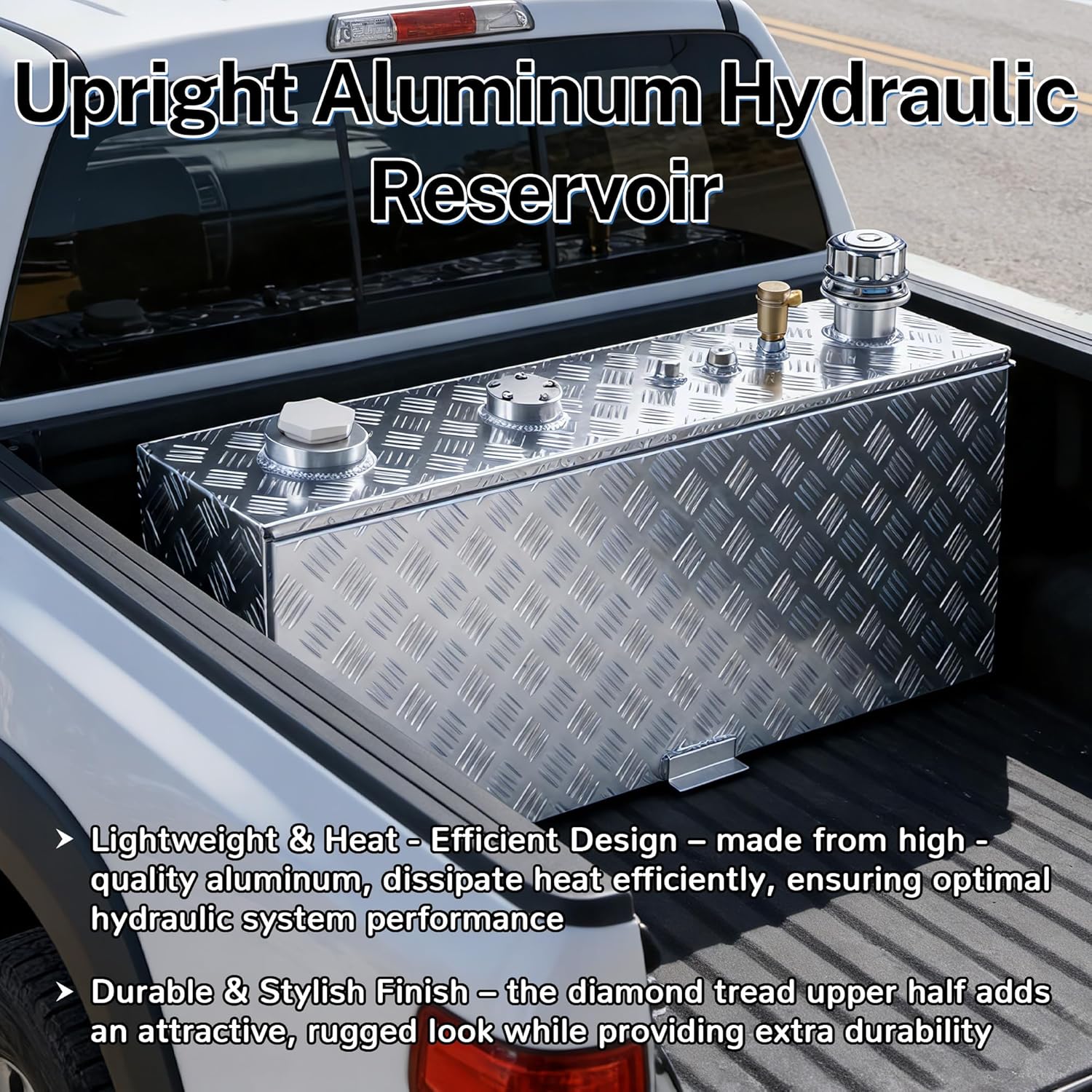 45 Gallon Rectangular Auxiliary Fuel Tank, Upright Hydraulic Reservoir Tank