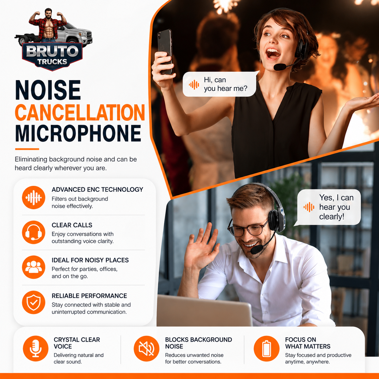 Trucker Bluetooth 5.2 Wireless Headset With Noise Cancelling Mic For Phones PC