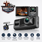 3 Channel Dash Cam Front And Rear Inside; 1080P Dash IR Night Vision; Loop Recording Car DVR Camera With 2 Inch IPS Screen 3 Cameras Car Dashcam