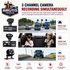 3 Channel Dash Cam Front And Rear Inside; 1080P Dash IR Night Vision; Loop Recording Car DVR Camera With 2 Inch IPS Screen 3 Cameras Car Dashcam