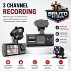 3 Channel Dash Cam Front And Rear Inside; 1080P Dash IR Night Vision; Loop Recording Car DVR Camera With 2 Inch IPS Screen 3 Cameras Car Dashcam