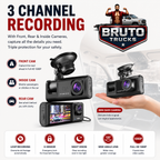 3 Channel Dash Cam Front And Rear Inside; 1080P Dash IR Night Vision; Loop Recording Car DVR Camera With 2 Inch IPS Screen 3 Cameras Car Dashcam