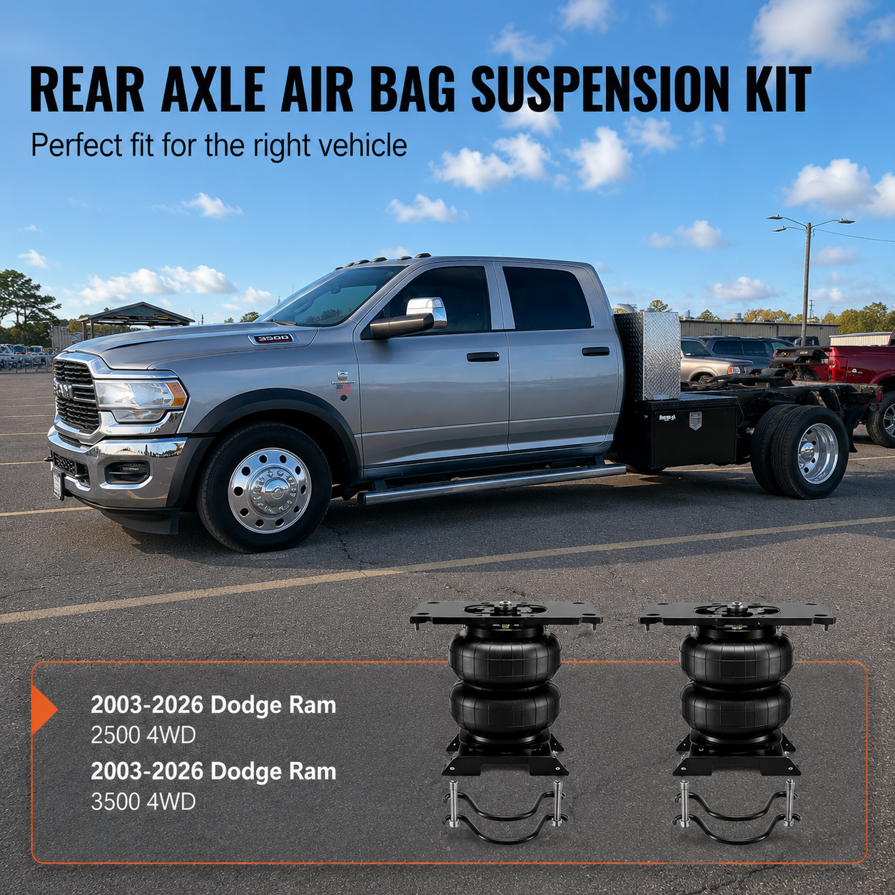Air Bag Suspension Kit, Air Springs Suspension Bag Kit Compatible with 2003-2026 Dodge Ram 2500 4WD, 2003-2026 Dodge Ram 3500 4WD, 5000 lbs Loading, 5 to 100 PSI