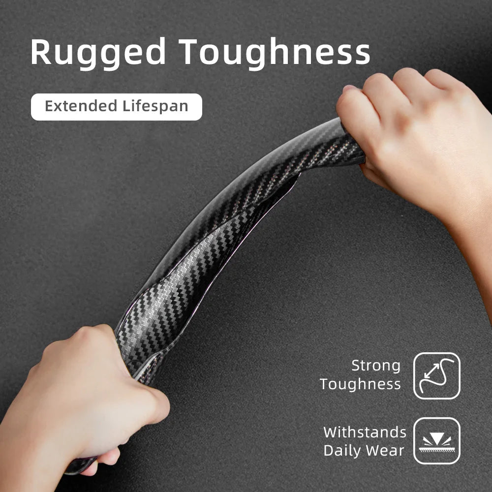 Suitable for Ram Carbon Fiber Texture Steering Wheel Cover with Segmented Quick-Release Design, Durable, for Pickup Promaster Rampage 1500 2500 3500 4000 4500 5500 700 1000, Available in Black, Blue, Red, White, Silver