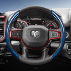 Suitable for Ram Carbon Fiber Texture Steering Wheel Cover with Segmented Quick-Release Design, Durable, for Pickup Promaster Rampage 1500 2500 3500 4000 4500 5500 700 1000, Available in Black, Blue, Red, White, Silver
