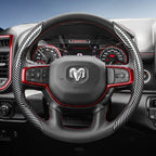 Suitable for Ram Carbon Fiber Texture Steering Wheel Cover with Segmented Quick-Release Design, Durable, for Pickup Promaster Rampage 1500 2500 3500 4000 4500 5500 700 1000, Available in Black, Blue, Red, White, Silver