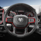 Suitable for Ram Carbon Fiber Texture Steering Wheel Cover with Segmented Quick-Release Design, Durable, for Pickup Promaster Rampage 1500 2500 3500 4000 4500 5500 700 1000, Available in Black, Blue, Red, White, Silver