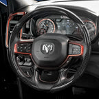 Suitable for Ram Carbon Fiber Texture Steering Wheel Cover with Segmented Quick-Release Design, Durable, for Pickup Promaster Rampage 1500 2500 3500 4000 4500 5500 700 1000, Available in Black, Blue, Red, White, Silver