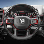 Suitable for Ram Carbon Fiber Texture Steering Wheel Cover with Segmented Quick-Release Design, Durable, for Pickup Promaster Rampage 1500 2500 3500 4000 4500 5500 700 1000, Available in Black, Blue, Red, White, Silver