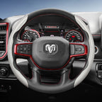 Suitable for Ram Carbon Fiber Texture Steering Wheel Cover with Segmented Quick-Release Design, Durable, for Pickup Promaster Rampage 1500 2500 3500 4000 4500 5500 700 1000, Available in Black, Blue, Red, White, Silver