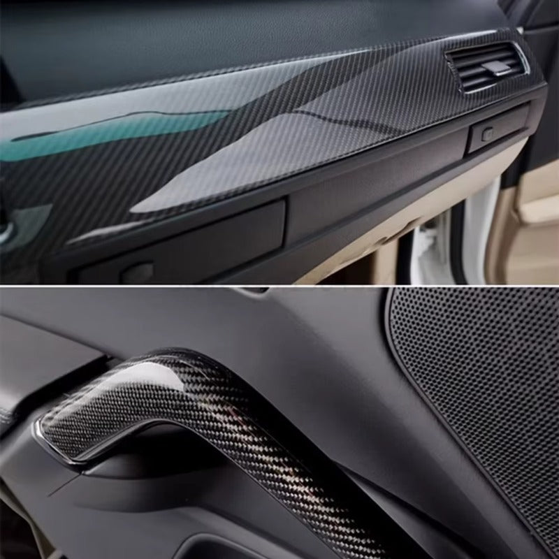 3pcs Set [118.11*3.94 Inch Carbon Nanofiber Tape + Two Special Scrapers for Film Application] 3D Carbon Nanofiber Tape Car Bumper Sill Protective Film Sill Sticker Black Waterproof And Scratch-Resistant - Stylish Car Additions