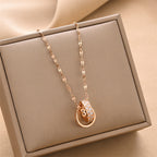 Double Ring Titanium Steel Necklace