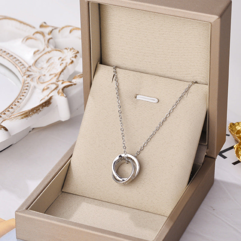 Double Ring Titanium Steel Necklace