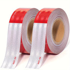 2Rolls DOT-C2 Waterproof Reflective Tape - 2 Inch Red and White High Strength Adhesive Safety Tape, Suitable for Vehicles, Trailers, Boats, Signs - PET Material, Compatible with Wood/Metal/Plastic, Suitable for Indoor and Outdoor Use, Skateboards