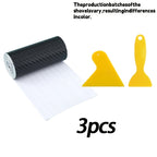 3pcs Set [118.11*3.94 Inch Carbon Nanofiber Tape + Two Special Scrapers for Film Application] 3D Carbon Nanofiber Tape Car Bumper Sill Protective Film Sill Sticker Black Waterproof And Scratch-Resistant - Stylish Car Additions