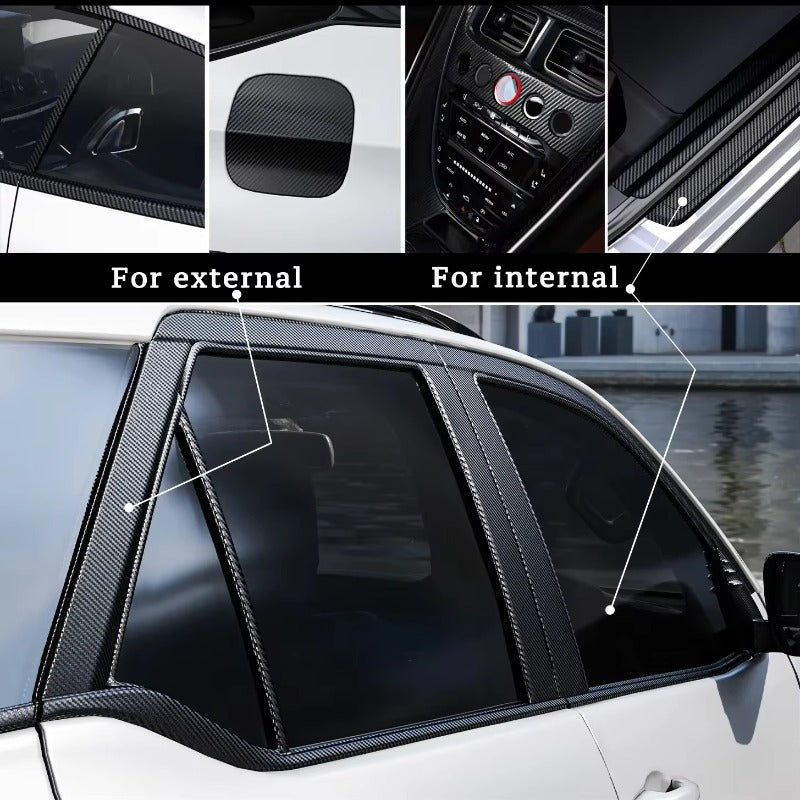 3pcs Set [118.11*3.94 Inch Carbon Nanofiber Tape + Two Special Scrapers for Film Application] 3D Carbon Nanofiber Tape Car Bumper Sill Protective Film Sill Sticker Black Waterproof And Scratch-Resistant - Stylish Car Additions
