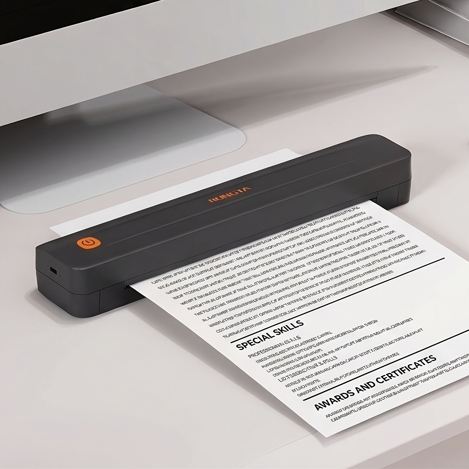 RONGTA F11A/B Wireless Inkless Thermal Portable Printer for Travel And Home Office Use - Supports Both A4 And 8.5X11 Inch Letter Size Thermal Paper, Compatible with Phone, Laptop, And Desktop