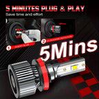 for Dodge Ram 1500 2500 3500 (Year: 2009 - 2023) LED Headlight High&Low Beam Bulbs Combo Kit 9005/ HB3+H11, 6000K Pure White Ultra Bright, Headlamp Bulb with Cooling Fan, Plug and Play, Easy Installation, Pack of 4
