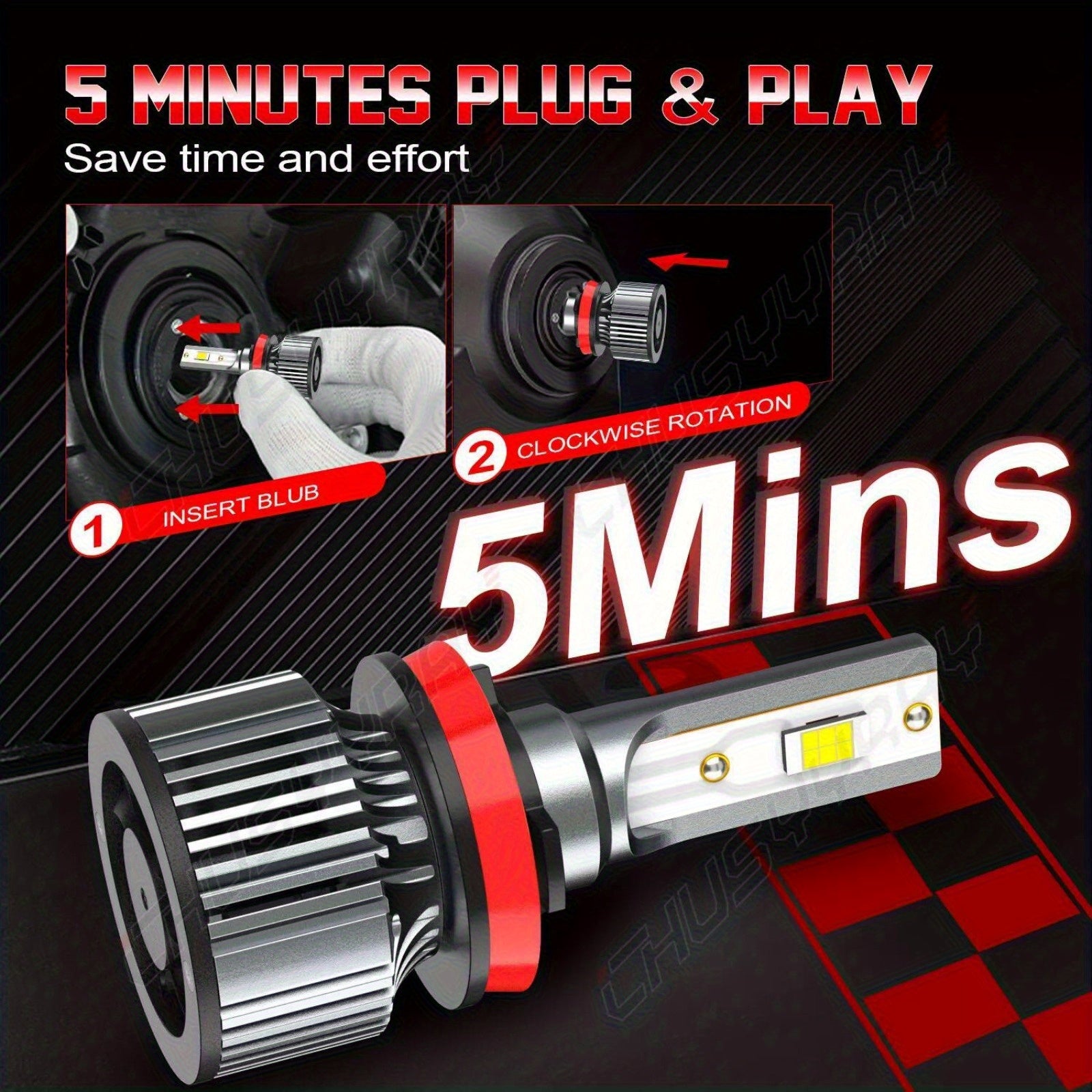 for Dodge Ram 1500 2500 3500 (Year: 2009 - 2023) LED Headlight High&Low Beam Bulbs Combo Kit 9005/ HB3+H11, 6000K Pure White Ultra Bright, Headlamp Bulb with Cooling Fan, Plug and Play, Easy Installation, Pack of 4