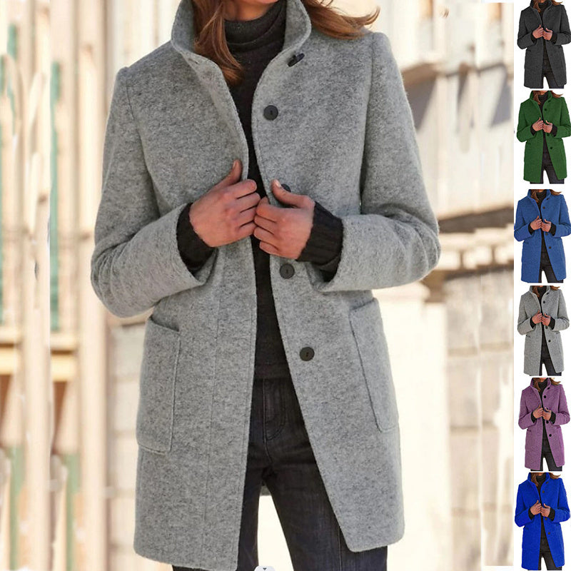 Fashion Stand Collar Woolen