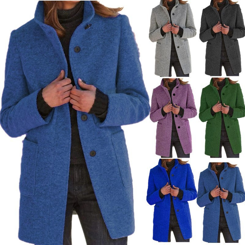 Fashion Stand Collar Woolen